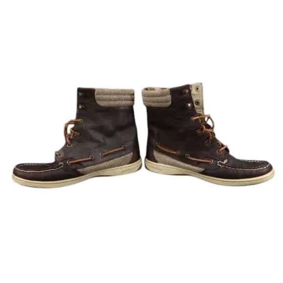 Sperry Shoes Womens 7.5 Boots Hikerfish Lace Up Moc Toe Leather Top Sider Brown - Picture 14 of 15